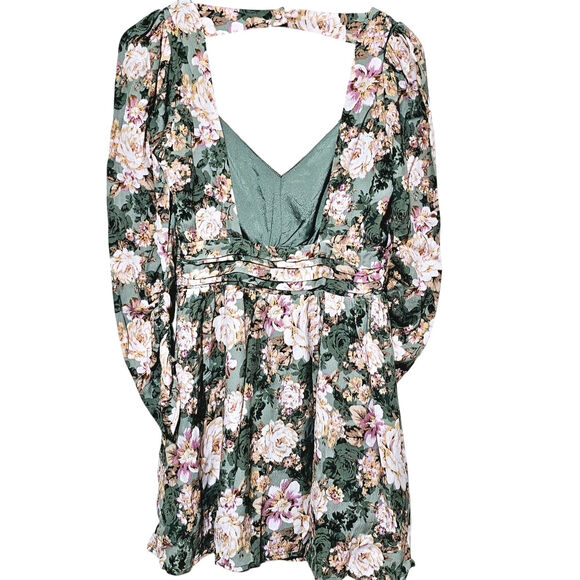 Forever 21 Floral Mini Dress Pintucked Waist  Cutout Back Sz S NWT Y2K Coquette - Picture 5 of 8